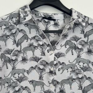 Jane & Delancy Leopard Button Down Top Women's 2X Safari